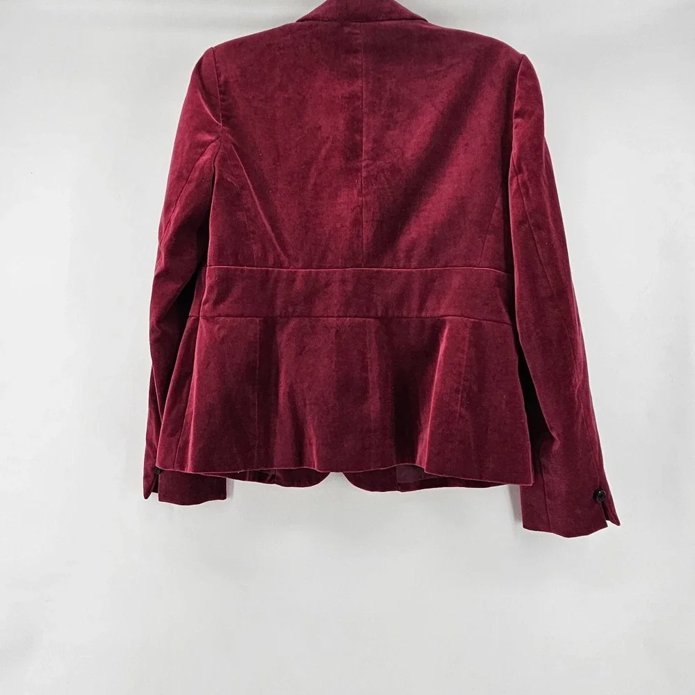 VIntage Liz Claiborne Womens Velvet Blazer Jacket‎ Burgundy Button Front Size 12